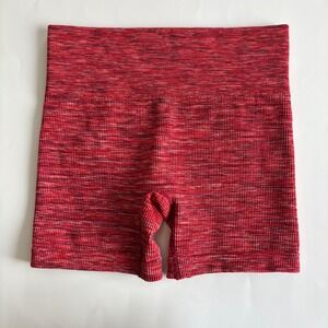 Colsie Women's Medium Red Seamless Ribbed Bike Shorts 5"‎ Workout Gym Activewear